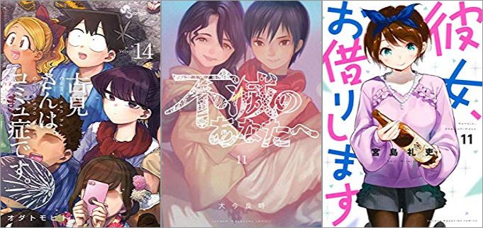 2019年8月16日のKindle発売漫画「古見さんは、コミュ症です。 14巻」「不滅のあなたへ 11巻」「彼女、お借りします 11巻」